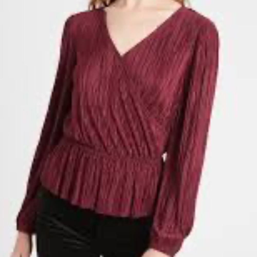Banana Republic Sz Small Plisse Wrap Effect Fire Brick Red Top • NWT!